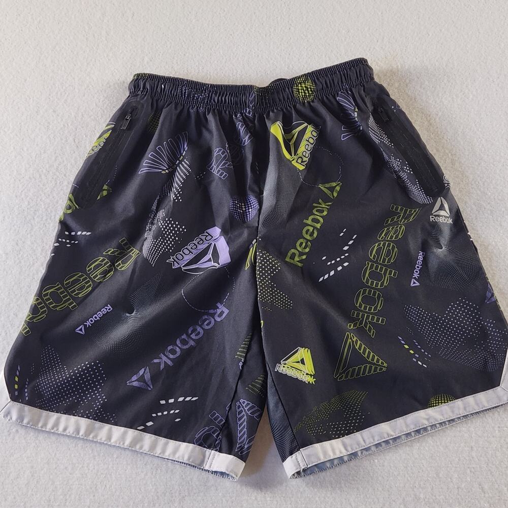 Reebok Gray Geo Pattern Zipper Pocket Athletic Basketball Shorts Youth XXL 18